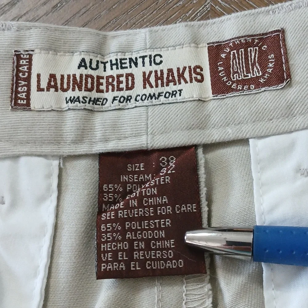 Authentic Laundered Khakis Pants  Men Sz 38x32 Pleated Cuffed‎ Hems Office Wear